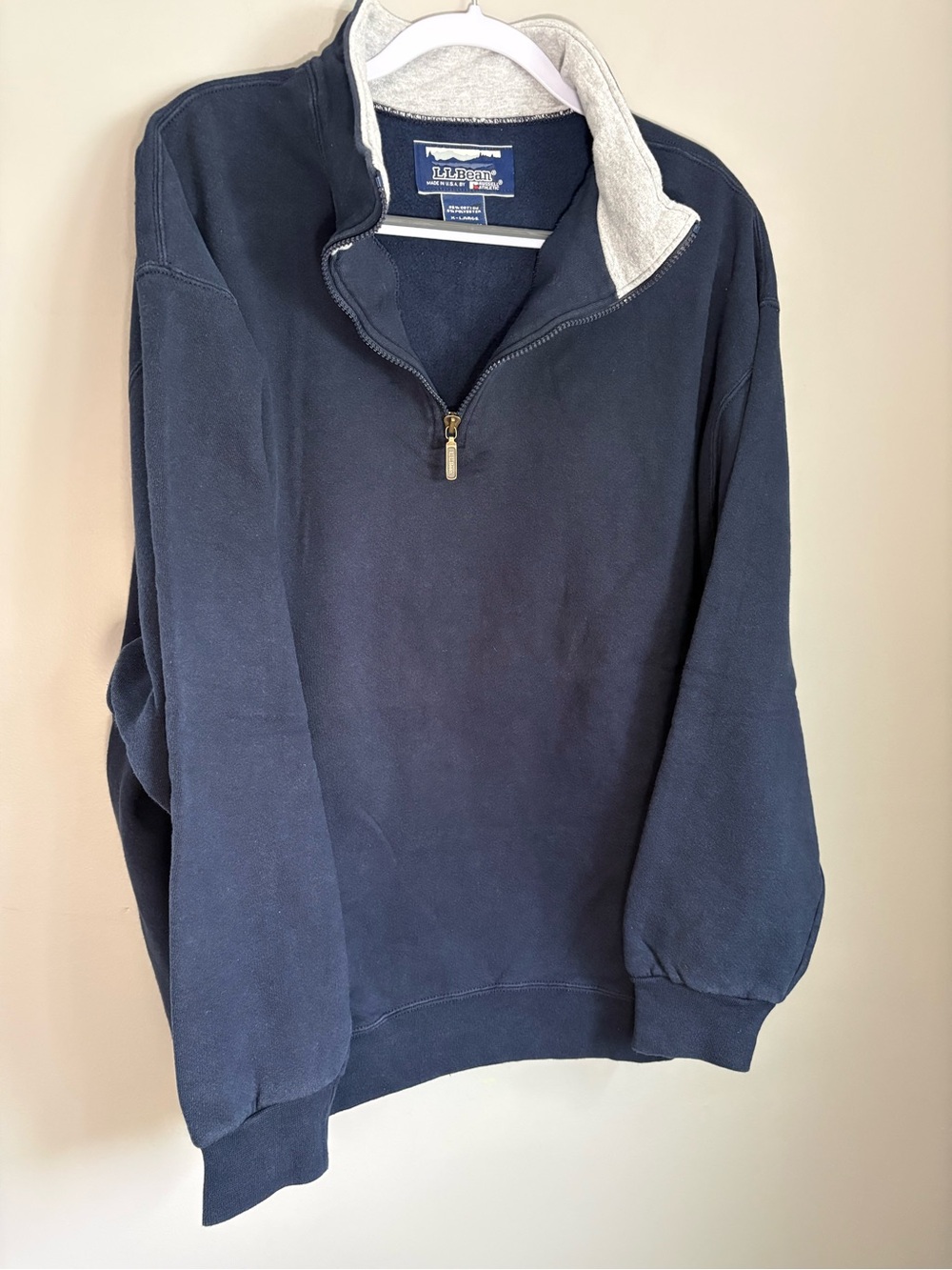 Vintage 90s L.L. Bean x Russell Athletic Quarter-Zip Sweatshirt XL Navy USA Made